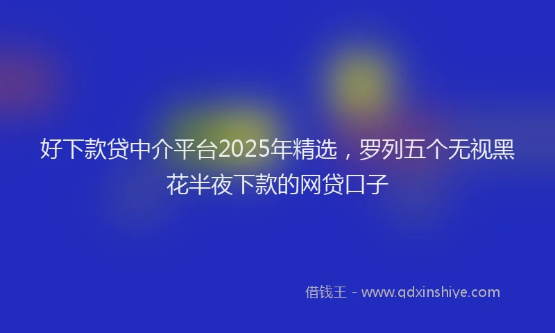 好下款贷中介平台2025年精选，罗列五个无视黑花半夜下款的网贷口子