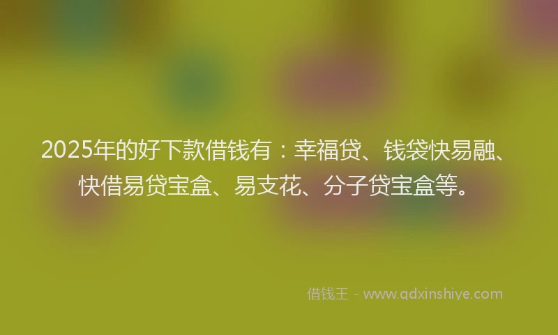 2025年的好下款借钱有：幸福贷、钱袋快易融、快借易贷宝盒、易支花、分子贷宝盒等。