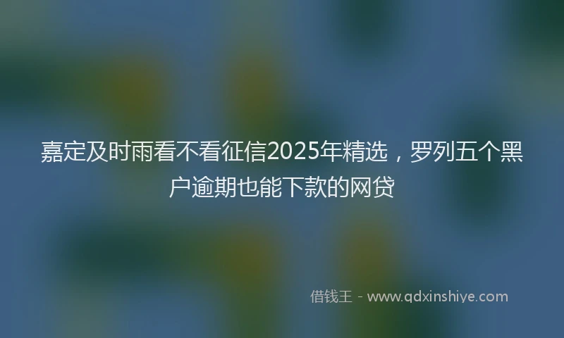 嘉定及时雨看不看征信2025年精选，罗列五个黑户逾期也能下款的网贷