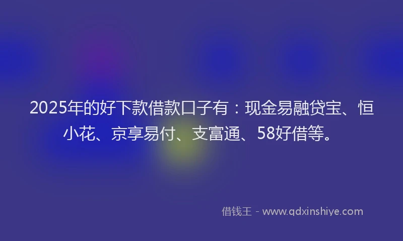2025年的好下款借款口子有：现金易融贷宝、恒小花、京享易付、支富通、58好借等。