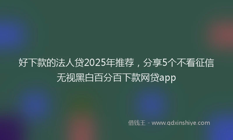 好下款的法人贷2025年推荐，分享5个不看征信无视黑白百分百下款网贷app