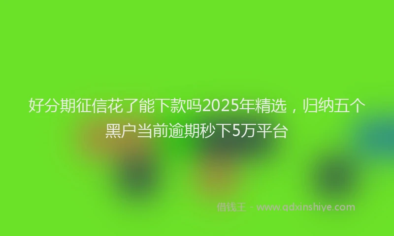 好分期征信花了能下款吗2025年精选，归纳五个黑户当前逾期秒下5万平台