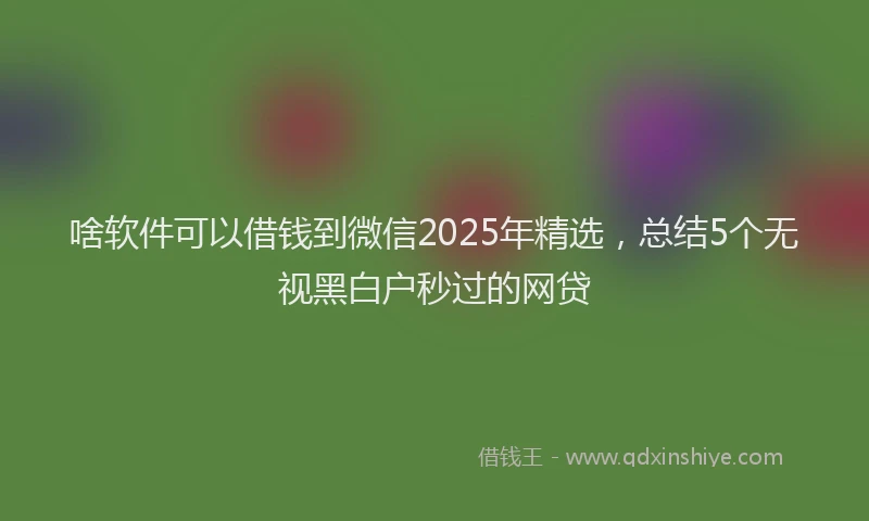 啥软件可以借钱到微信2025年精选，总结5个无视黑白户秒过的网贷