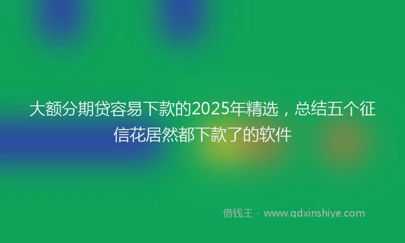 大额分期贷容易下款的2025年精选，总结五个征信花居然都下款了的软件