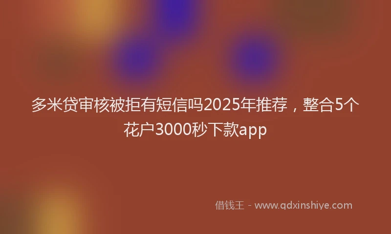 多米贷审核被拒有短信吗2025年推荐，整合5个花户3000秒下款app