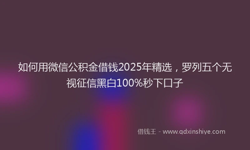 如何用微信公积金借钱2025年精选，罗列五个无视征信黑白100%秒下口子