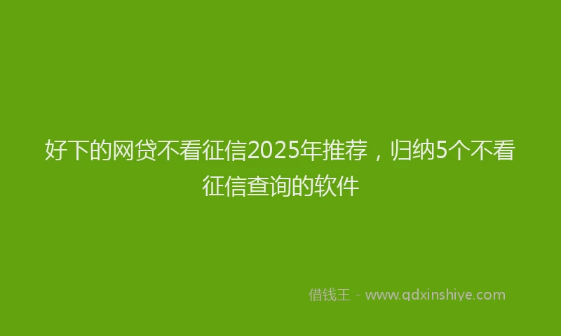 好下的网贷不看征信2025年推荐，归纳5个不看征信查询的软件