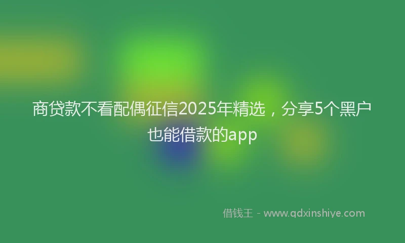 商贷款不看配偶征信2025年精选，分享5个黑户也能借款的app