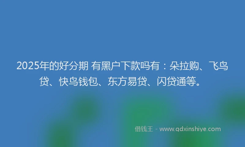 2025年的好分期 有黑户下款吗有：朵拉购、飞鸟贷、快鸟钱包、东方易贷、闪贷通等。