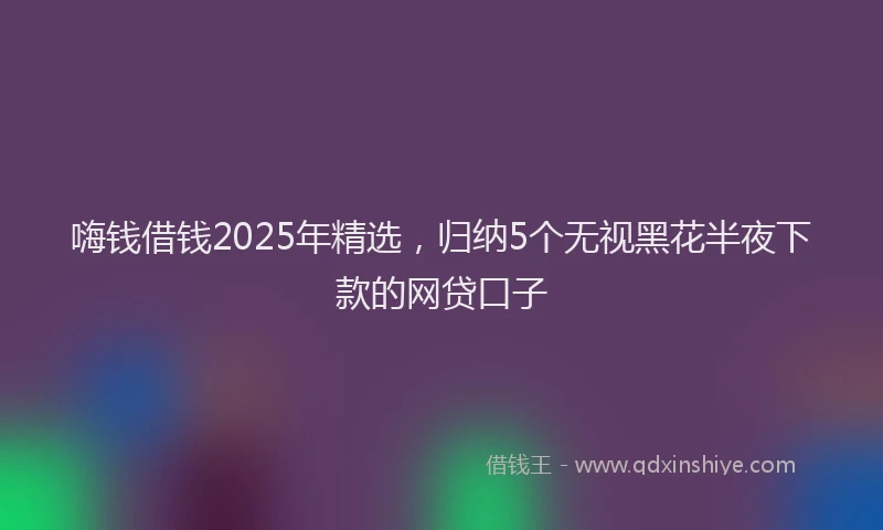 嗨钱借钱2025年精选，归纳5个无视黑花半夜下款的网贷口子