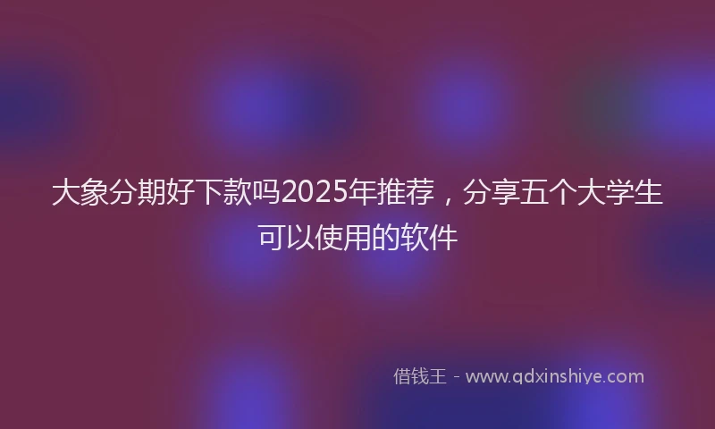 大象分期好下款吗2025年推荐，分享五个大学生可以使用的软件