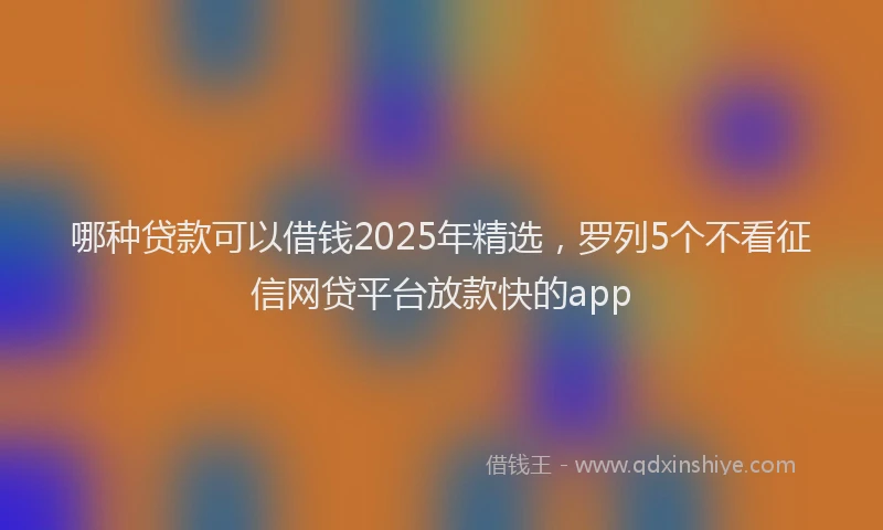 哪种贷款可以借钱2025年精选，罗列5个不看征信网贷平台放款快的app
