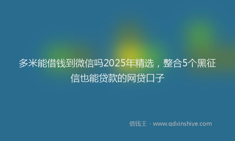 多米能借钱到微信吗2025年精选，整合5个黑征信也能贷款的网贷口子