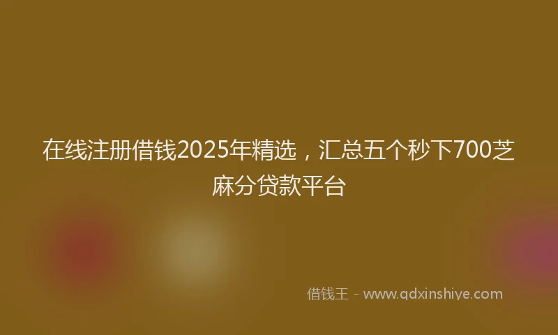 在线注册借钱2025年精选，汇总五个秒下700芝麻分贷款平台