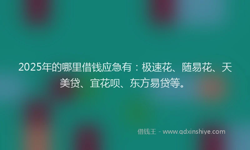 2025年的哪里借钱应急有：极速花、随易花、天美贷、宜花呗、东方易贷等。