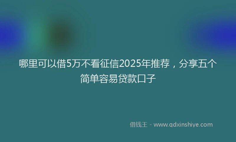 哪里可以借5万不看征信2025年推荐，分享五个简单容易贷款口子