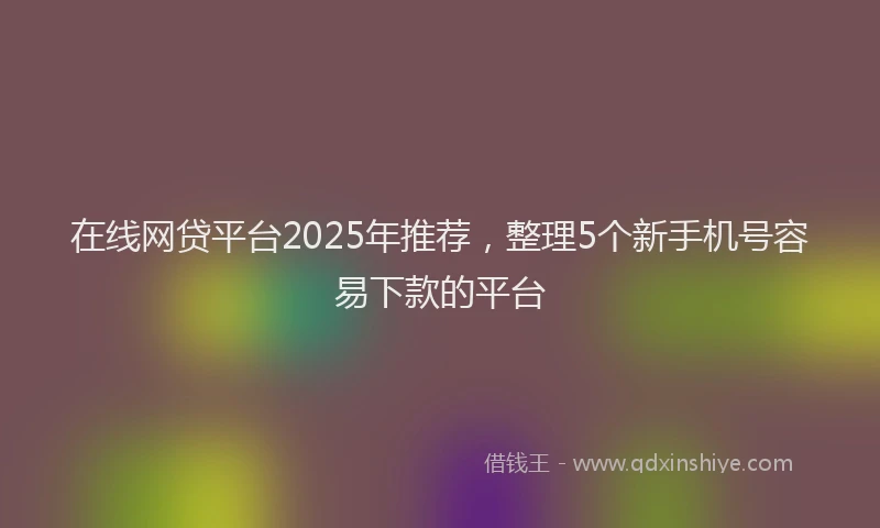 在线网贷平台2025年推荐，整理5个新手机号容易下款的平台