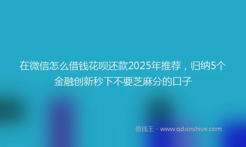 在微信怎么借钱花呗还款2025年推荐，归纳5个金融创新秒下不要芝麻分的口子