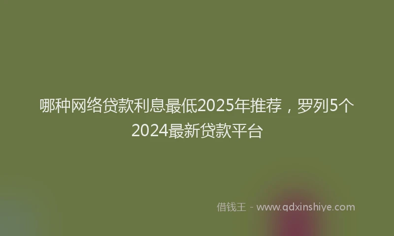 哪种网络贷款利息最低2025年推荐，罗列5个2024最新贷款平台