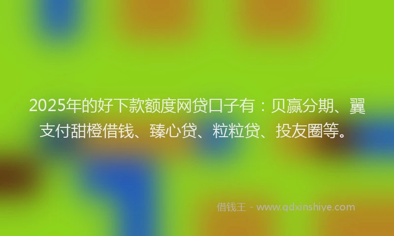 2025年的好下款额度网贷口子有：贝赢分期、翼支付甜橙借钱、臻心贷、粒粒贷、投友圈等。