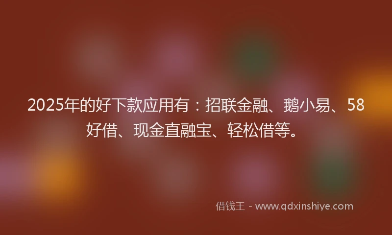 2025年的好下款应用有：招联金融、鹅小易、58好借、现金直融宝、轻松借等。