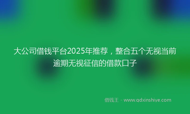 大公司借钱平台2025年推荐，整合五个无视当前逾期无视征信的借款口子