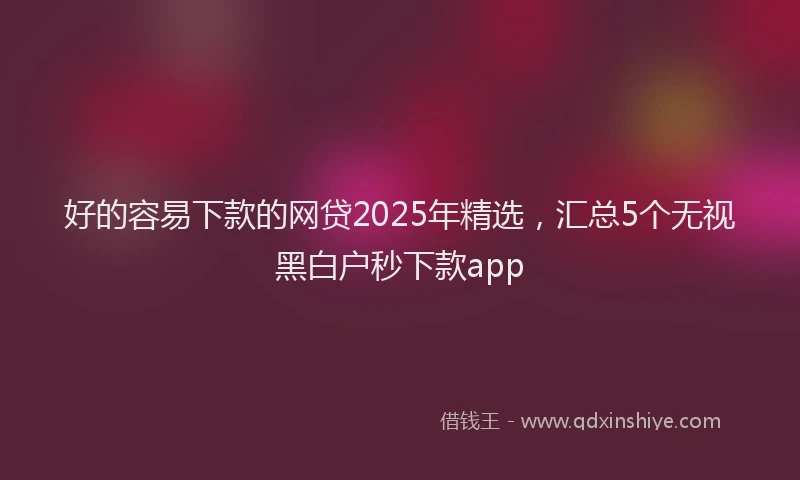 好的容易下款的网贷2025年精选，汇总5个无视黑白户秒下款app