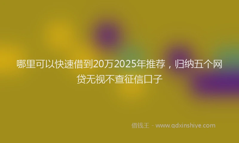 哪里可以快速借到20万2025年推荐，归纳五个网贷无视不查征信口子