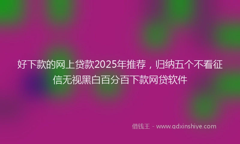 好下款的网上贷款2025年推荐，归纳五个不看征信无视黑白百分百下款网贷软件