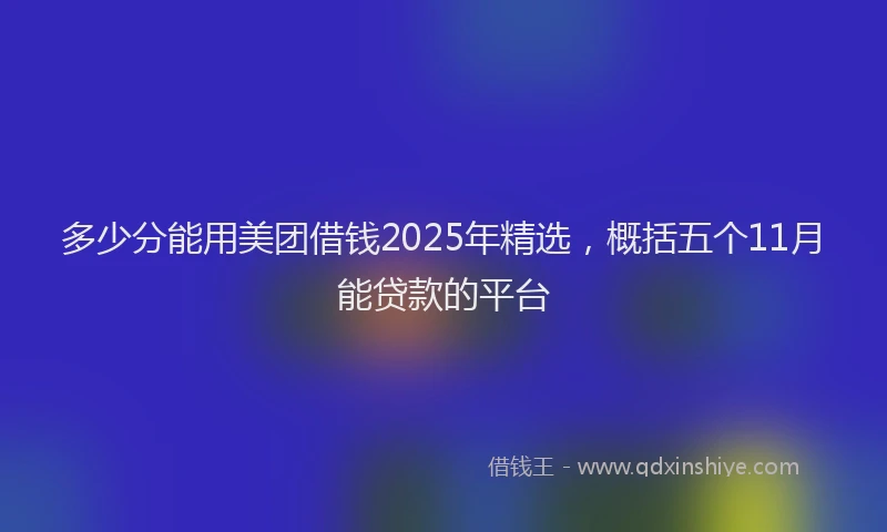 多少分能用美团借钱2025年精选，概括五个11月能贷款的平台