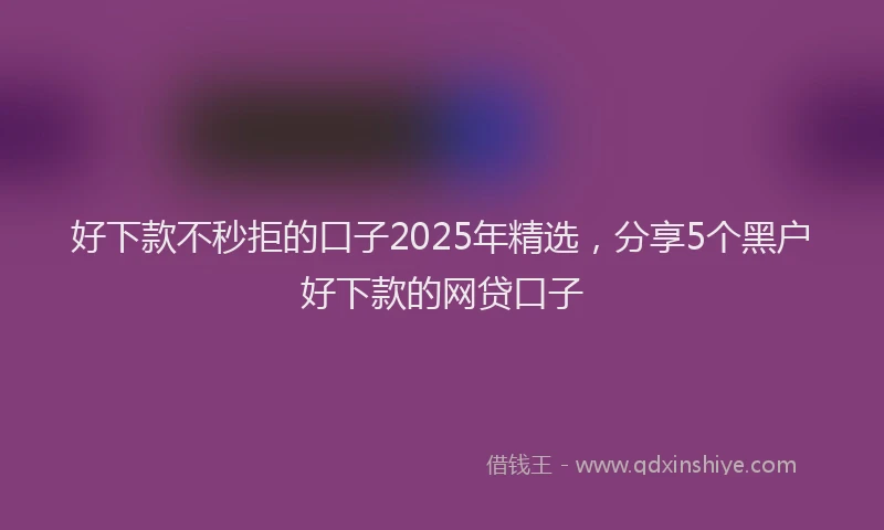 好下款不秒拒的口子2025年精选，分享5个黑户好下款的网贷口子