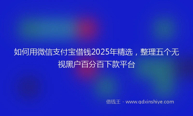 如何用微信支付宝借钱2025年精选，整理五个无视黑户百分百下款平台