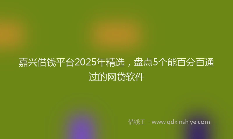 嘉兴借钱平台2025年精选，盘点5个能百分百通过的网贷软件