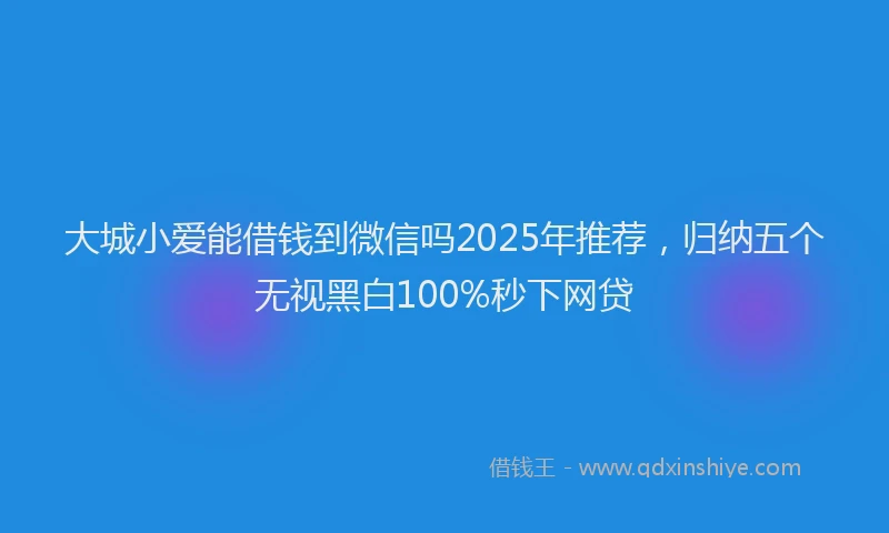 大城小爱能借钱到微信吗2025年推荐，归纳五个无视黑白100%秒下网贷