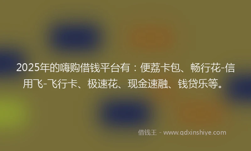 2025年的嗨购借钱平台有：便荔卡包、畅行花-信用飞-飞行卡、极速花、现金速融、钱贷乐等。