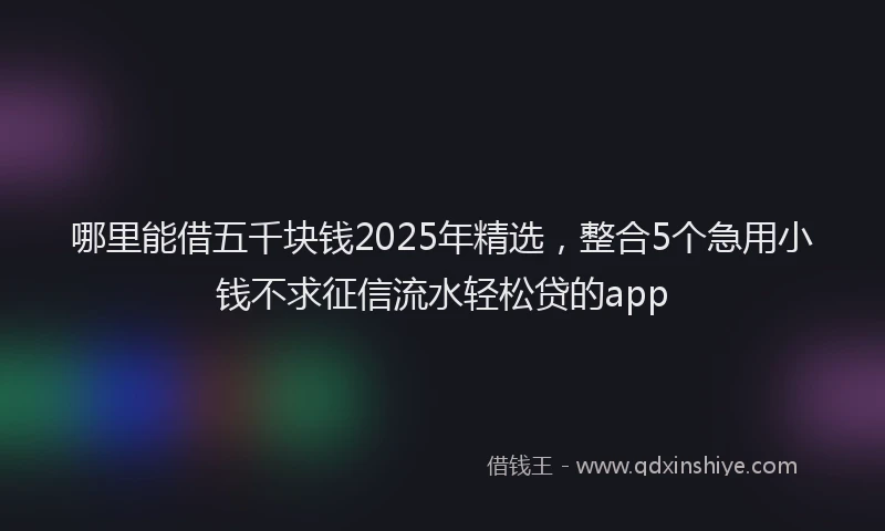 哪里能借五千块钱2025年精选，整合5个急用小钱不求征信流水轻松贷的app