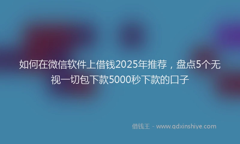 如何在微信软件上借钱2025年推荐，盘点5个无视一切包下款5000秒下款的口子