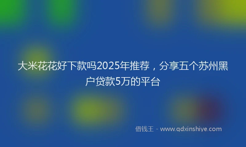 大米花花好下款吗2025年推荐，分享五个苏州黑户贷款5万的平台