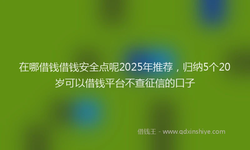 在哪借钱借钱安全点呢2025年推荐，归纳5个20岁可以借钱平台不查征信的口子