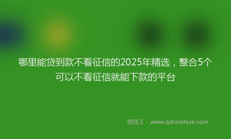 哪里能贷到款不看征信的2025年精选，整合5个可以不看征信就能下款的平台