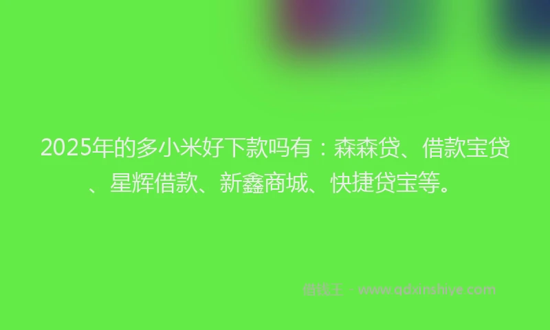 2025年的多小米好下款吗有：森森贷、借款宝贷、星辉借款、新鑫商城、快捷贷宝等。