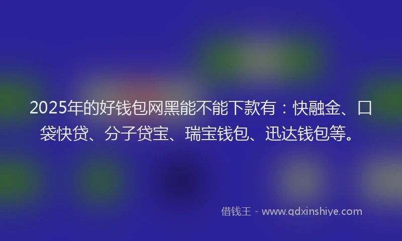 2025年的好钱包网黑能不能下款有：快融金、口袋快贷、分子贷宝、瑞宝钱包、迅达钱包等。