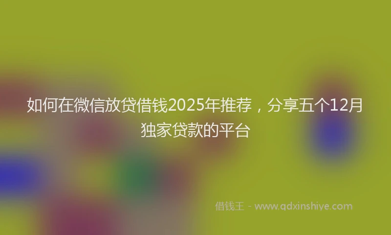 如何在微信放贷借钱2025年推荐，分享五个12月独家贷款的平台