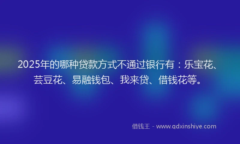 2025年的哪种贷款方式不通过银行有：乐宝花、芸豆花、易融钱包、我来贷、借钱花等。