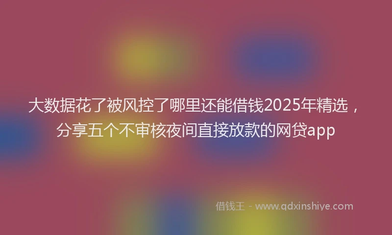 大数据花了被风控了哪里还能借钱2025年精选，分享五个不审核夜间直接放款的网贷app