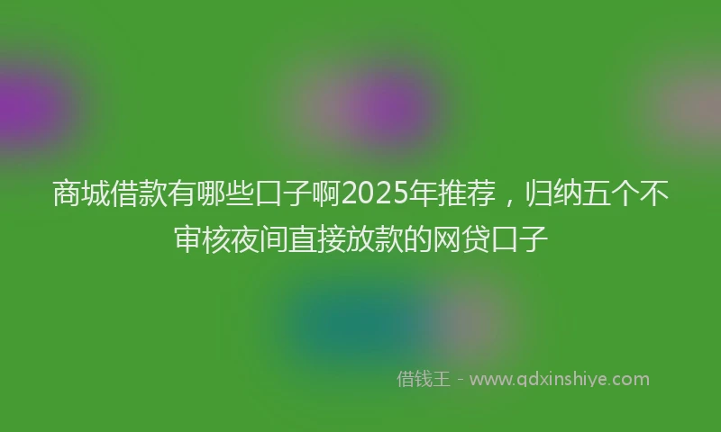 商城借款有哪些口子啊2025年推荐，归纳五个不审核夜间直接放款的网贷口子