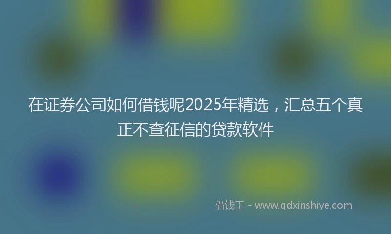 在证券公司如何借钱呢2025年精选，汇总五个真正不查征信的贷款软件