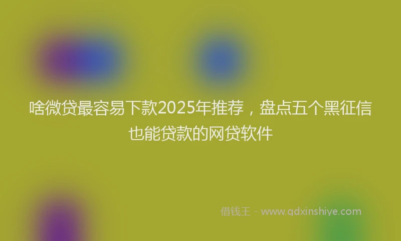 啥微贷最容易下款2025年推荐，盘点五个黑征信也能贷款的网贷软件