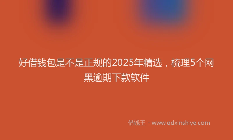 好借钱包是不是正规的2025年精选，梳理5个网黑逾期下款软件