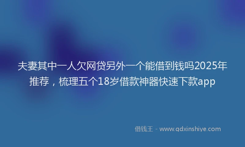 夫妻其中一人欠网贷另外一个能借到钱吗2025年推荐，梳理五个18岁借款神器快速下款app